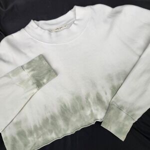 Molly Green Womens Ombre Cropped Sweatshirt Large Green Raw Hem Casual